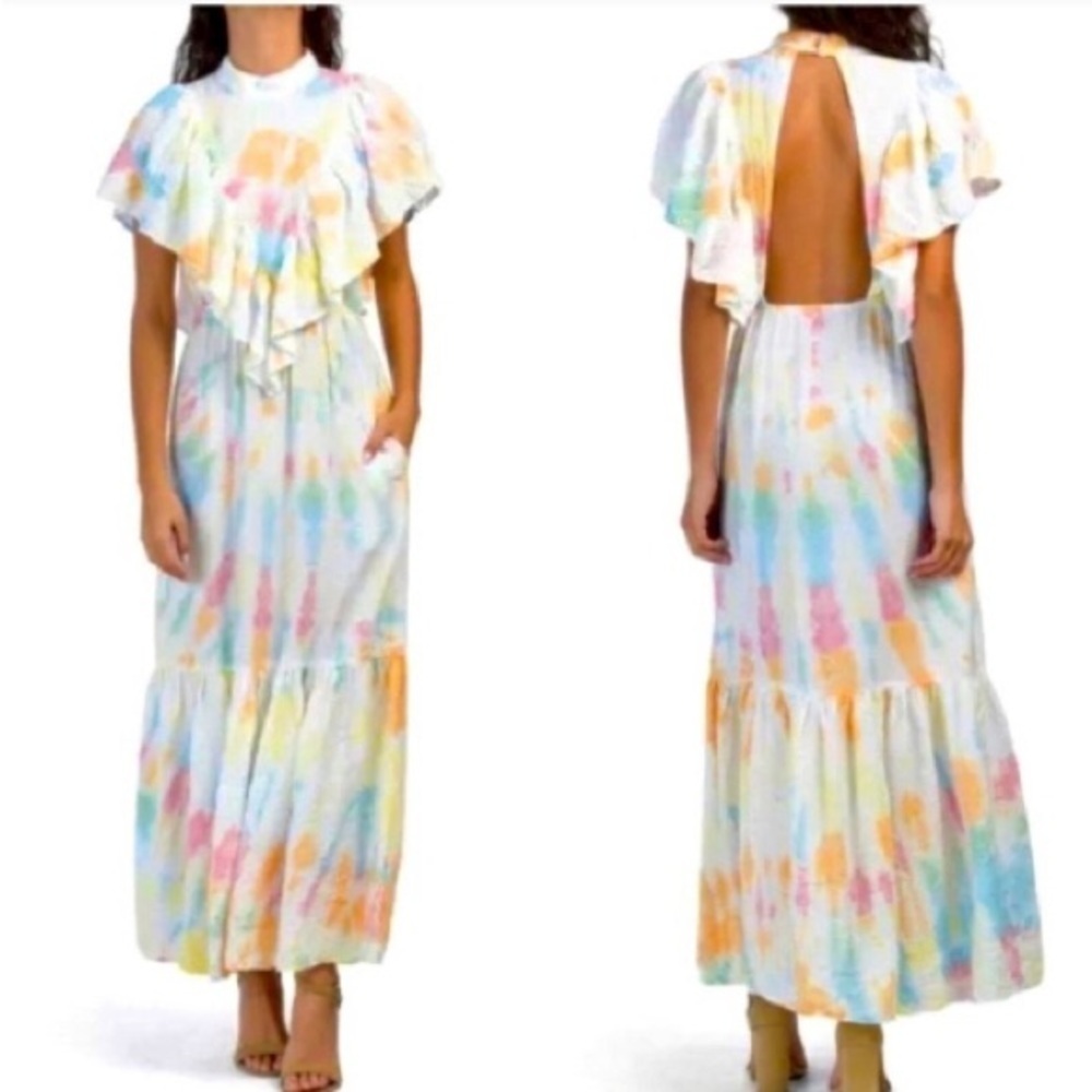 Women’s Cruz Multicolored Tie Dye Maxi Dress YOUNG, FABULOUS & BROKE Size XS - Picture 2 of 9